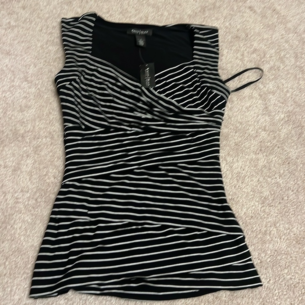 Black striped tank top WHBM